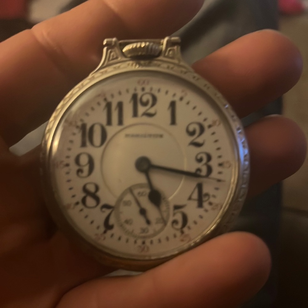 Hamilton railroad stop watch white gold